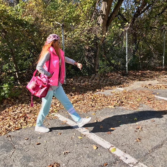 🔥 ALEXANDER MCQUEEN VINTAGE SMALL PADLOCK SATCHEL PINK RED LEATHER FLAME - Picture 5 of 8